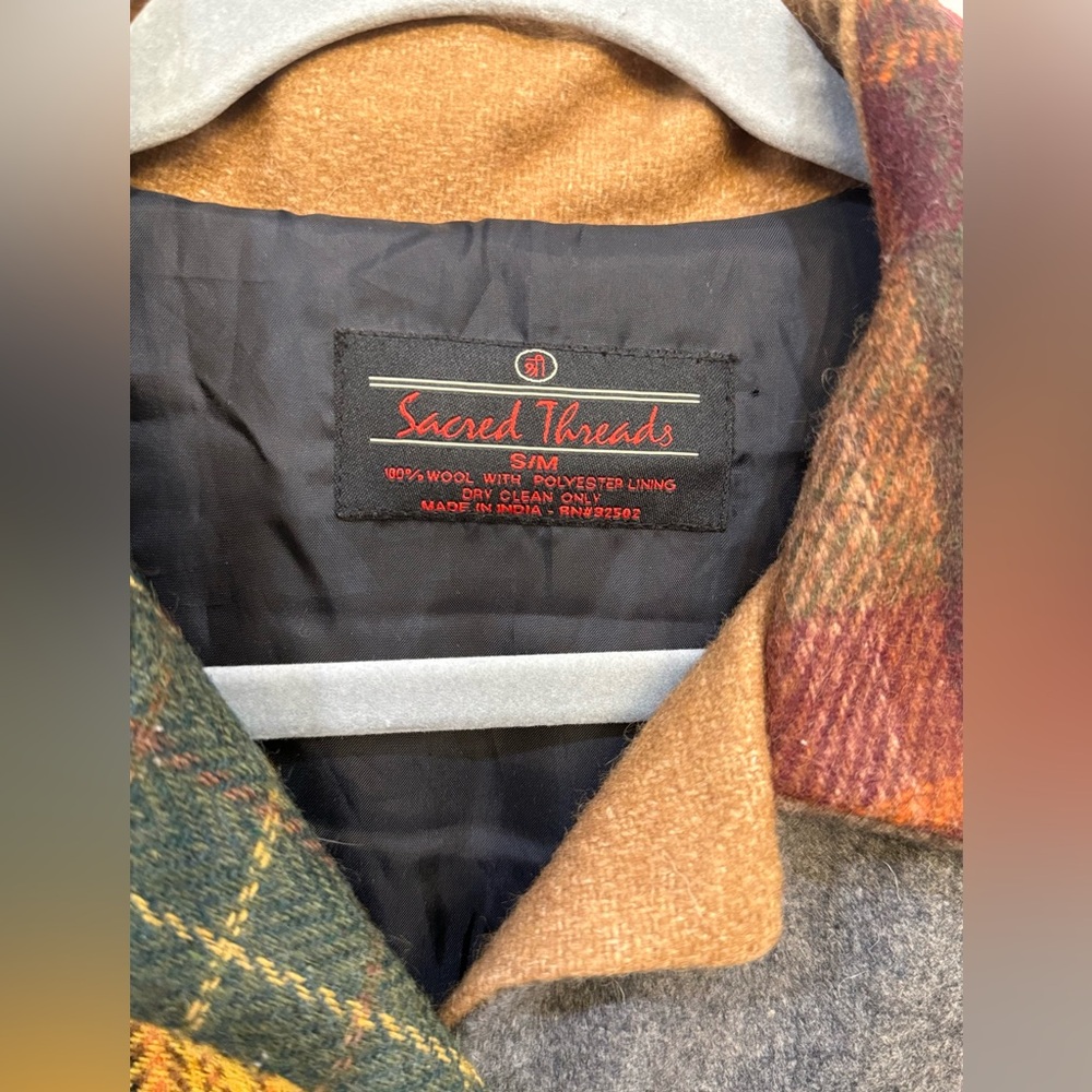 Sacred Threads Multicolor Patchwork 100 % Wool Co… - image 3